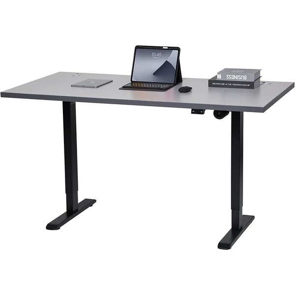 We'Re It Lift it, 60"x30" Electric Sit Stand Desk, Effortless Touch Up/Down, Grey Strand Top, Black Base VL12BLK6030-8827